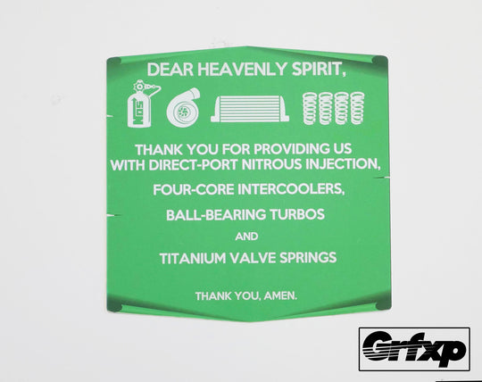 Prayer to the Car Gods Printed Sticker