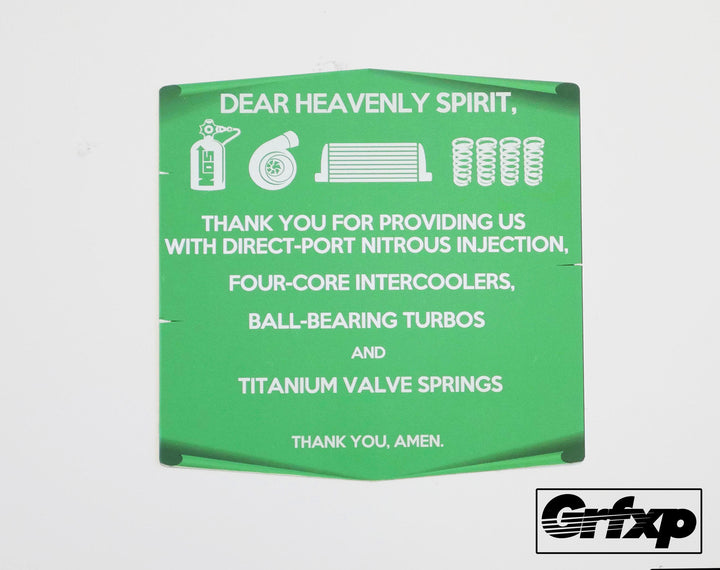 Prayer to the Car Gods Printed Sticker