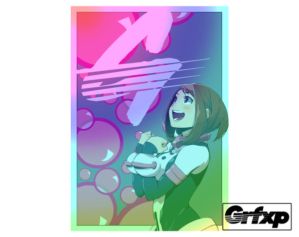 *LIMITED EDITION* Grfxp X MHA/Ochako Iridescent Printed Sticker