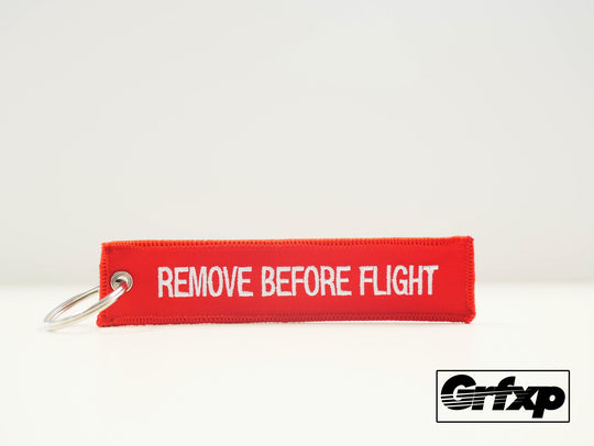 Remove Before Flight Embroidered Keychain