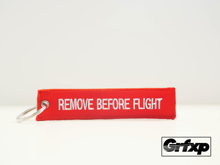 Remove Before Flight Embroidered Keychain