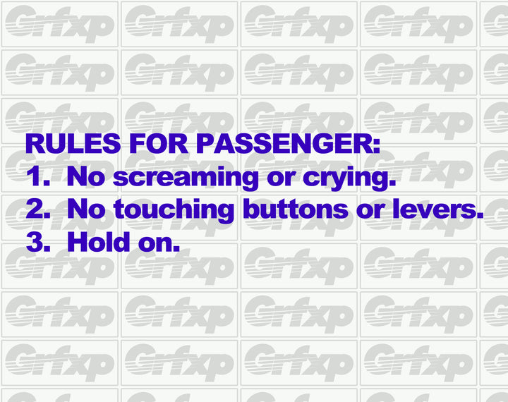 Rules for Passenger Sticker