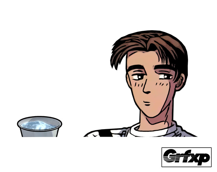 Takumi with Water Cup Printed Sticker